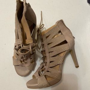 Gianni Bini Tie Up Snakeskin Heels
